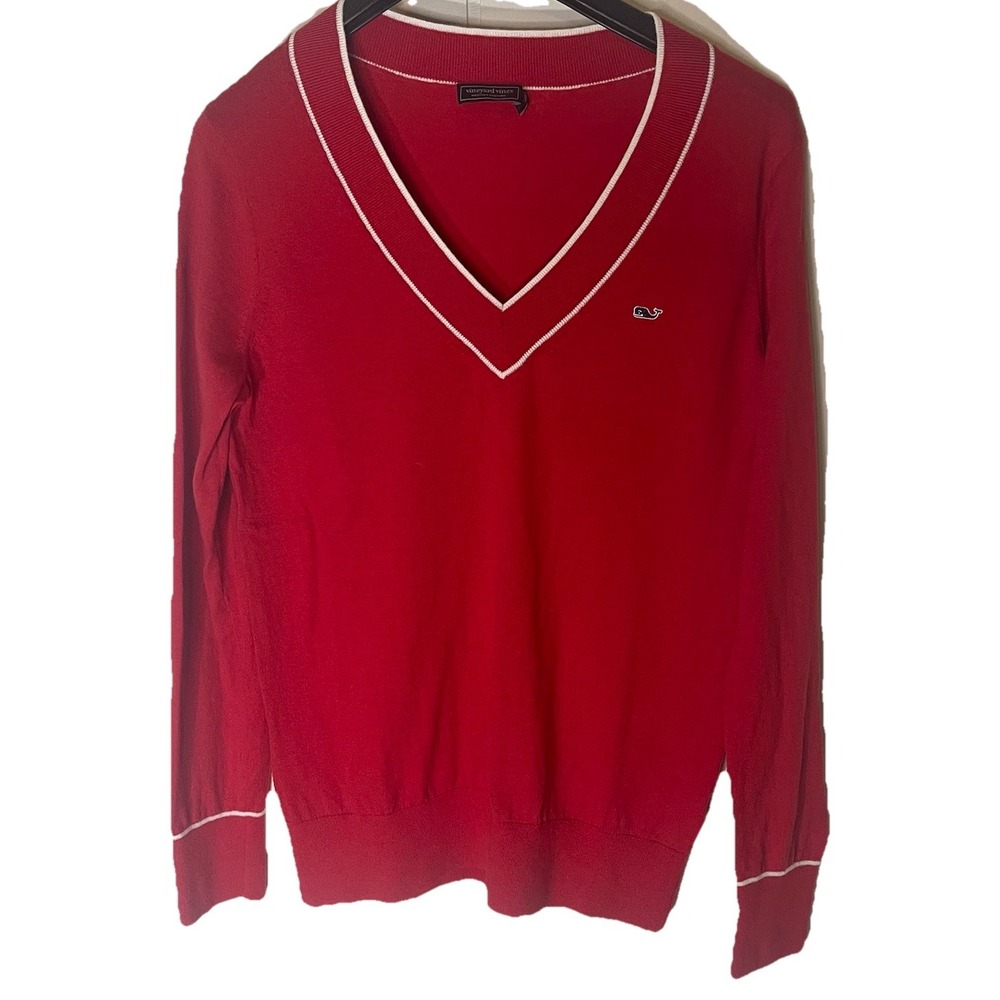 Vineyard Vines Men's  V-neck Pullover Sweater Red Cashmere Blend‎ Size Small